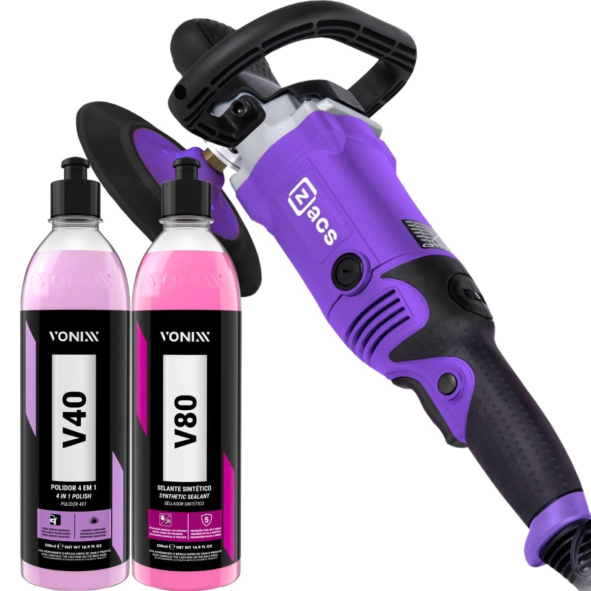 Politriz Rotativa 220V 6" com Kit Vonixx V40 e V80 - Potência e Profissionalismo na Palma da Mão