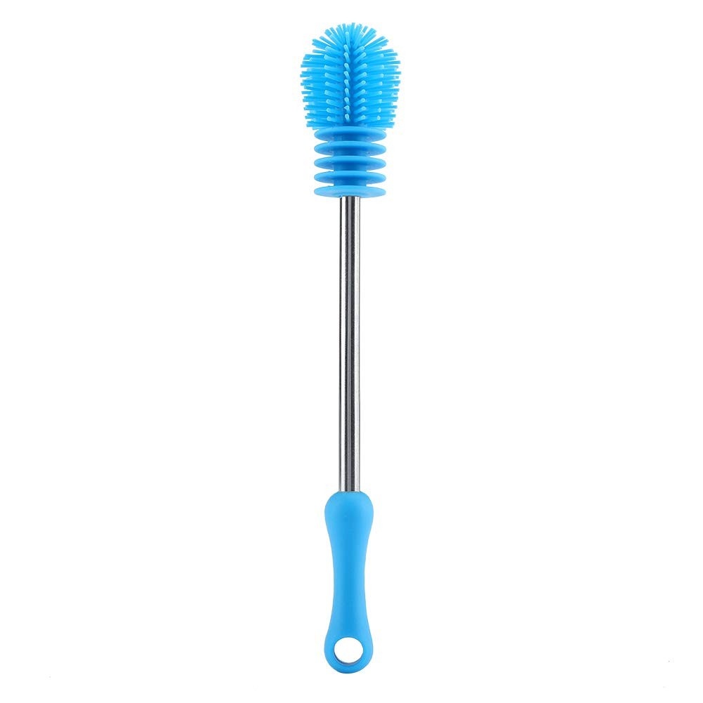 Escova de Silicone Rotativa 360° para Garrafas e Copos - Cerdas de Alta Densidade com Punho Antiderrapante