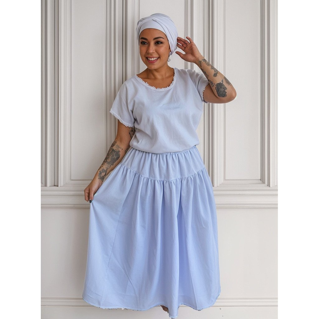 Roupa Ração Feminina Umbanda com Pano de Cabeça Oxford