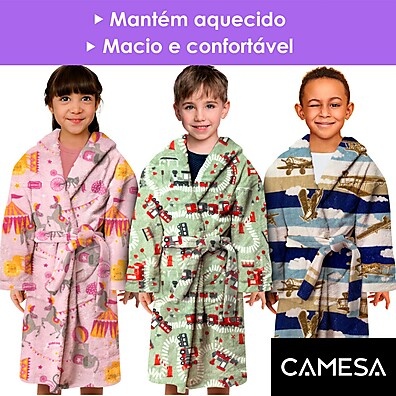 Roupão Infantil Camesa em Microfibra: Macio e Térmico para Inverno