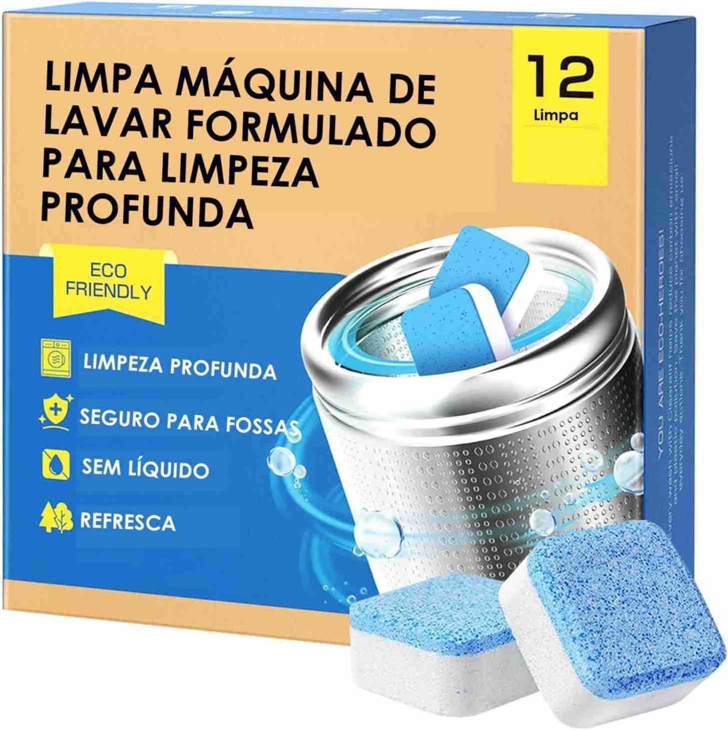 Pastilhas para Limpeza de Máquina de Lavar Roupas - Kit com 12 Unidades | Limpeza Profunda e Eficiente para Todos os Modelos