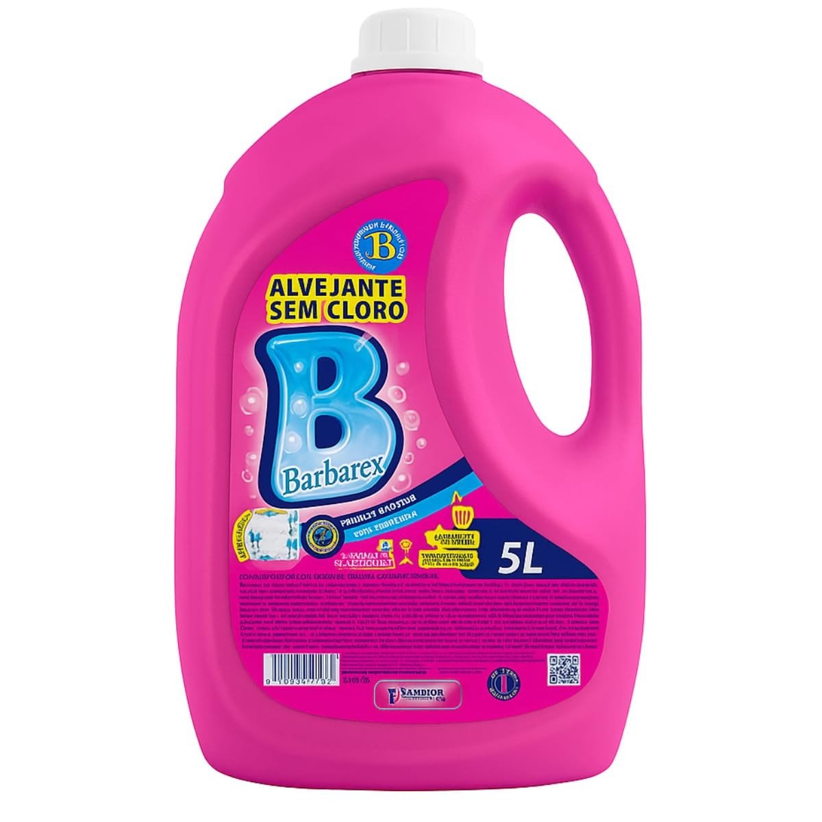 Alvejante Sem Cloro Tira Manchas Barbarex 5L - Limpeza Poderosa e Segura para Roupas e Superfícies