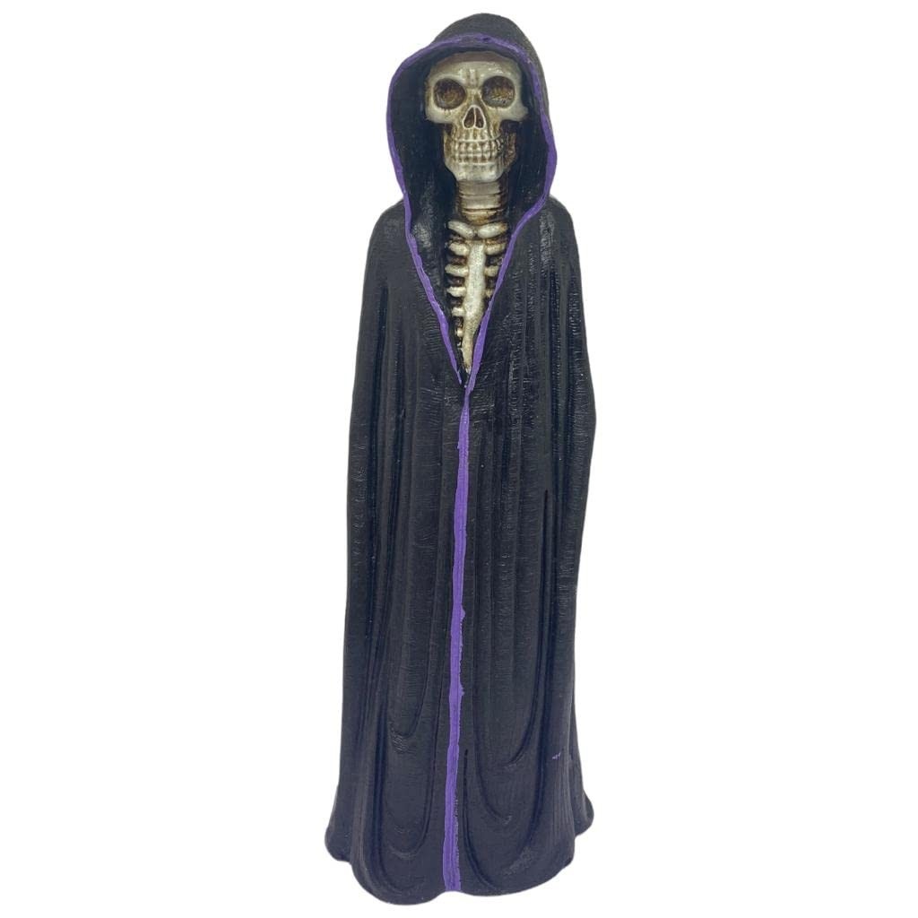 Imagem Exu Caveira Manto Preto e Roxo 22 cm em Resina - Decoração Espiritual Refinada