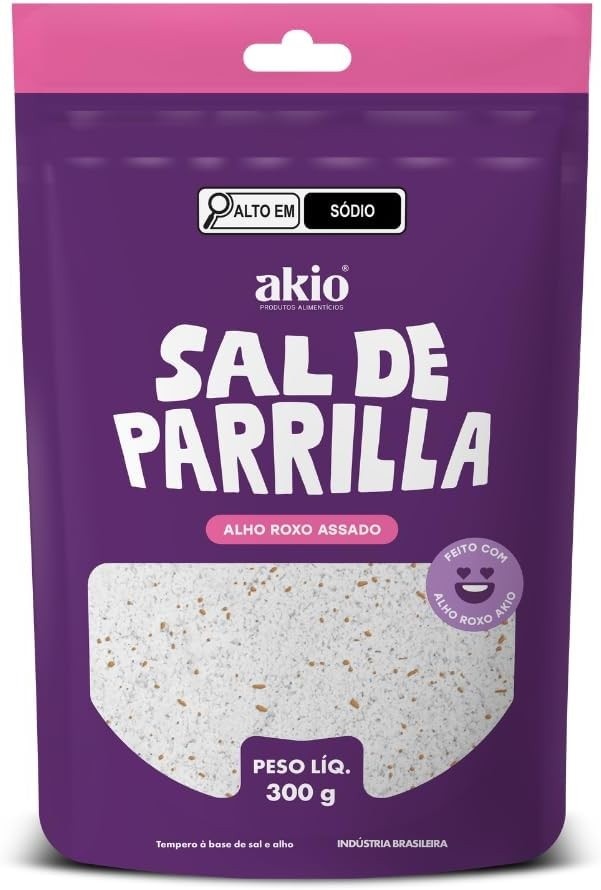 Sal de Parrilla com Alho Roxo Assado 300g | Gourmet, Natural, Ideal para Carnes e Churrasco | Produto Brasileiro