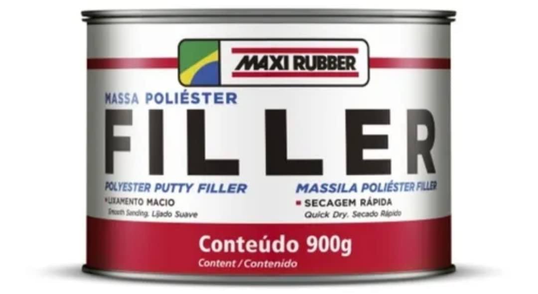 massa poliéster filler 900g maxi rubber