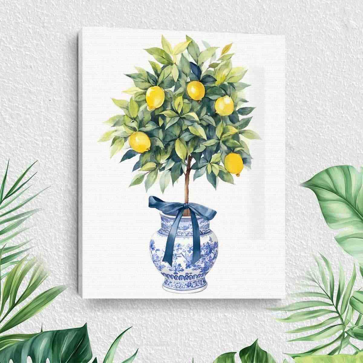 Arte de Parede em Tela de Limão em Aquarela - Emoldurado para Decoração Moderna e Rustic Charm