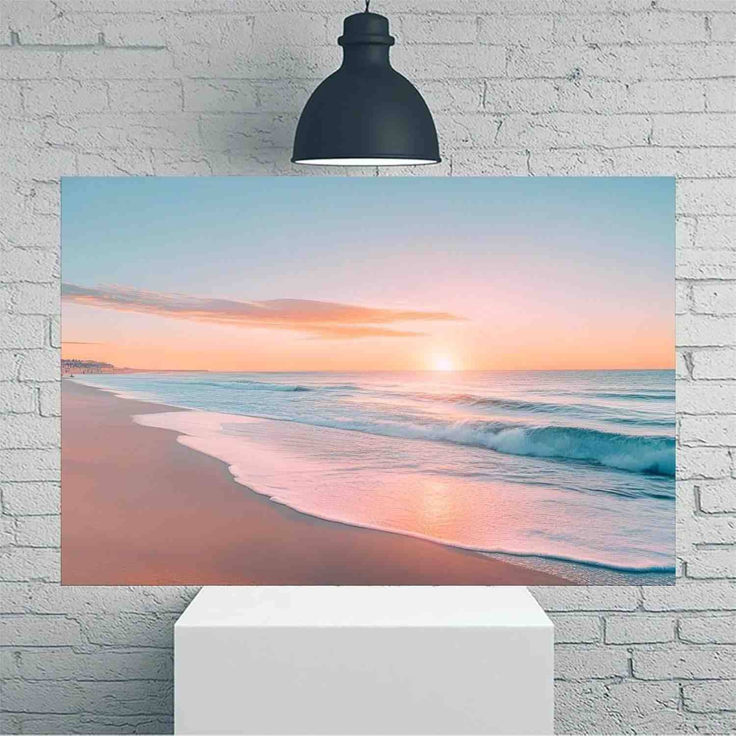 Pôster Vintage Praia Ondas Sol 30,5x45,7cm - Arte Rústica para Sala, Quarto e Escritório