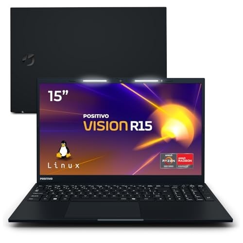 Notebook Positivo Vision R15 Lumina Bar, AMD Ryzen 5 8GB 256GB, Tela 15 polegadas Full HD Antirreflexo, Linux - Preto