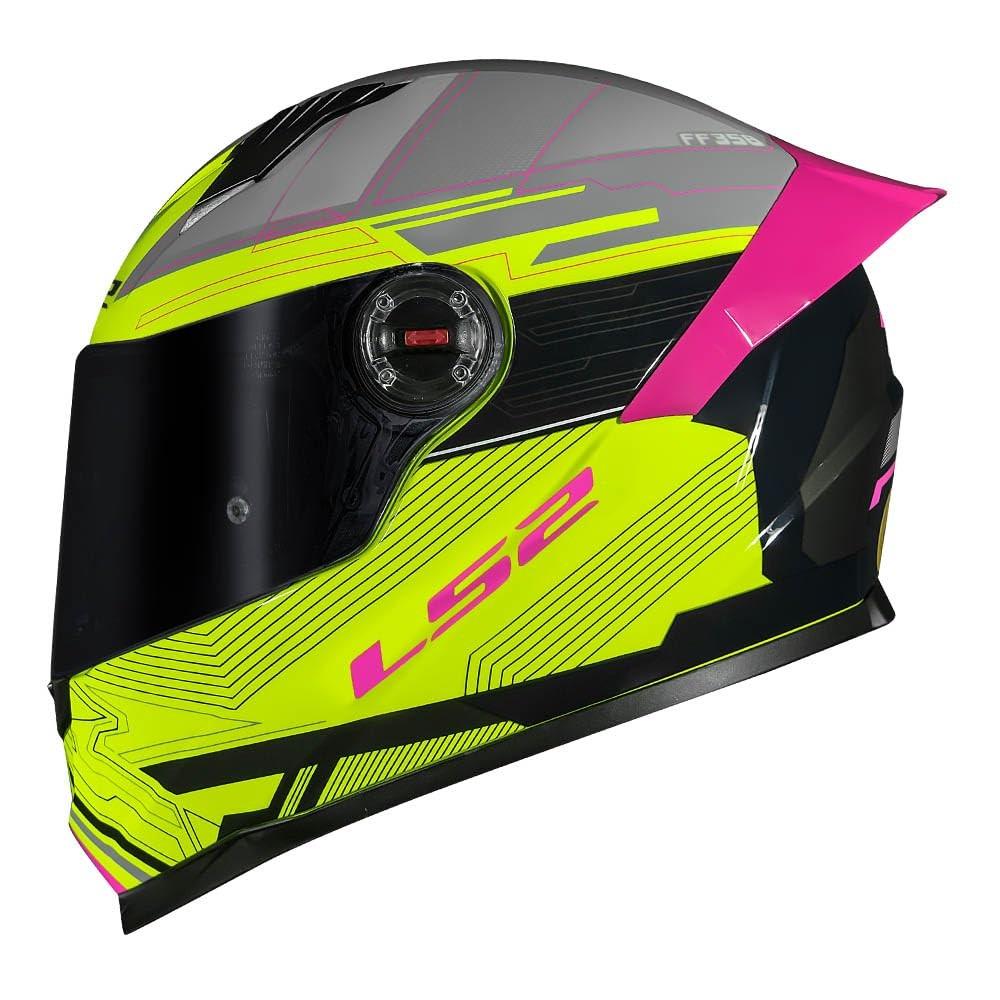 Capacete LS2 FF358 Classic S Digital Preto Amarelo e Rosa - Segurança e Estilo para Você!