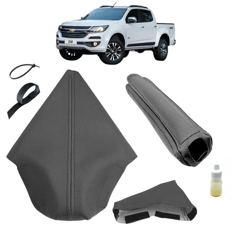 Kit Forro e Capa Freio de Mão Courvin S10 Advantage/LTZ/LS 2012-2019 (Preto Liso)
