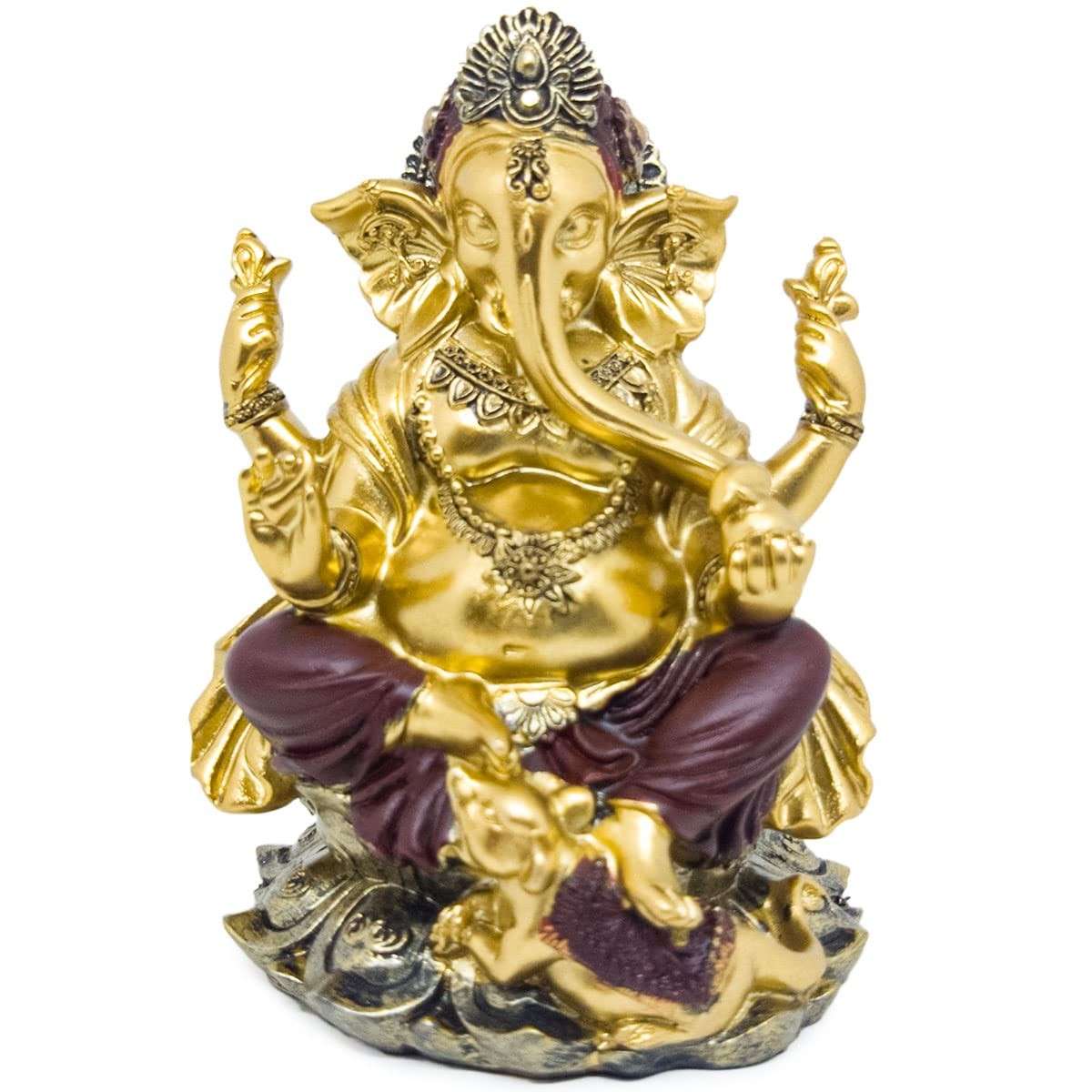 Estátua Ganesha Decorativa - Simbolo de Sabedoria e Prosperidade para Ambientes Zen