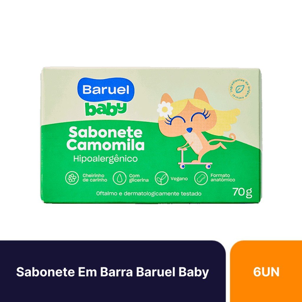Sabonete Baruel Baby Camomila: Kit 6un para Pele Macia