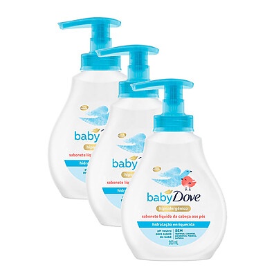 Sabonete Líquido Dove Baby Hidratação Enriquecida 200ml – Kit com 3 Unidades