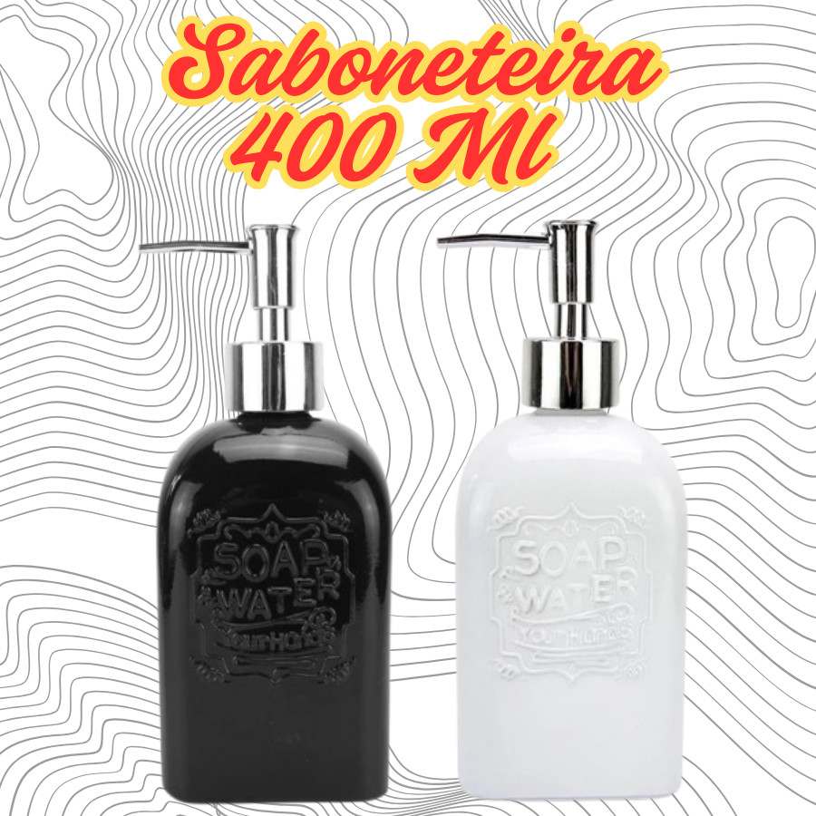 Saboneteira Decorativa 400ml para Banheiro – Design Moderno em Preto ou Branco