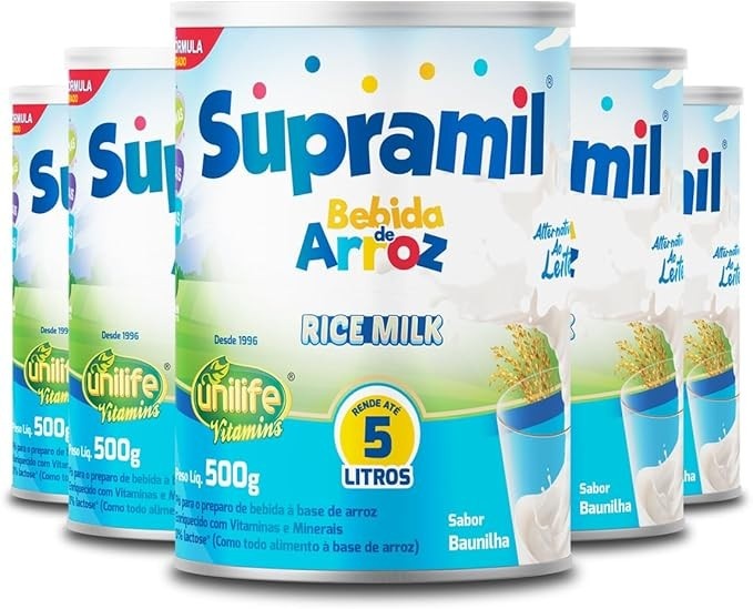 Kit 5 Bebida de Arroz Kids Unilife sabor Baunilha 500g