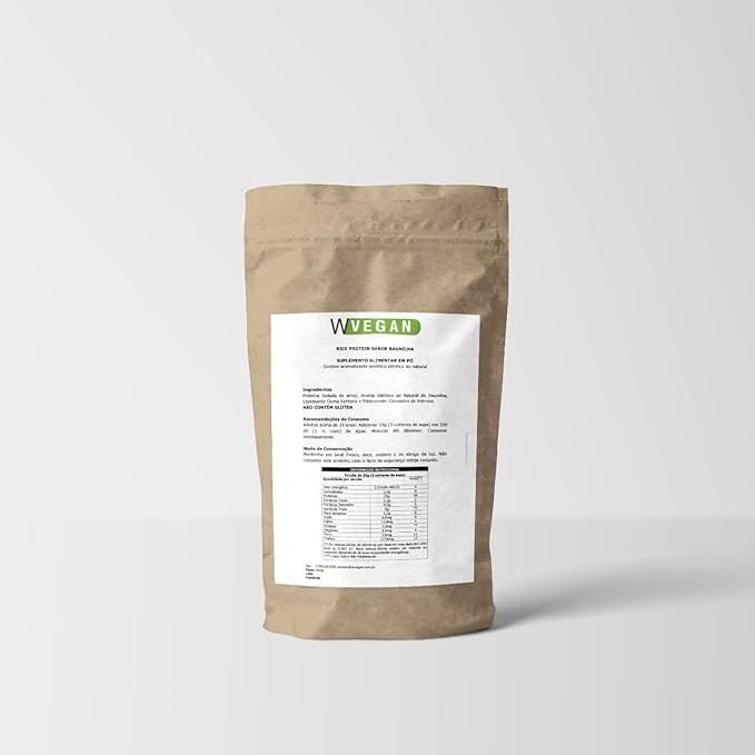Rice Protein 500g 500 gramas Sabor Baunilha Embalagem Refil WVegan - Proteina de Arroz Vegano