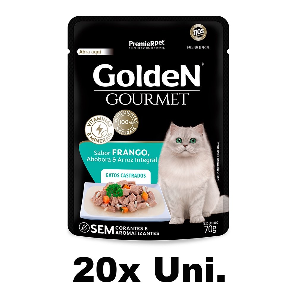 Sachê Gatos Castrados Golden Gourmet Frango 70g - 20 Un