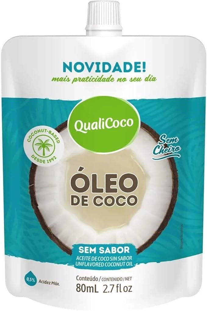 Óleo de Coco Sem Sabor Sachê QUALICOCO 80ml