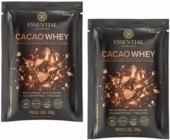 Kit 2X: Cacao Whey Sachê Essential Nutrition 28g