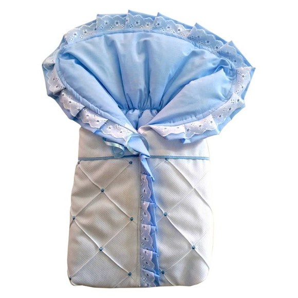 Saco Carregar Bebê Menino 100% Algodão Azul e Branco – Conforto e Segurança
