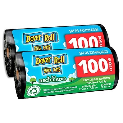 Saco de Lixo 100L Reciclado Super Forte – Kit com 20 Unidades