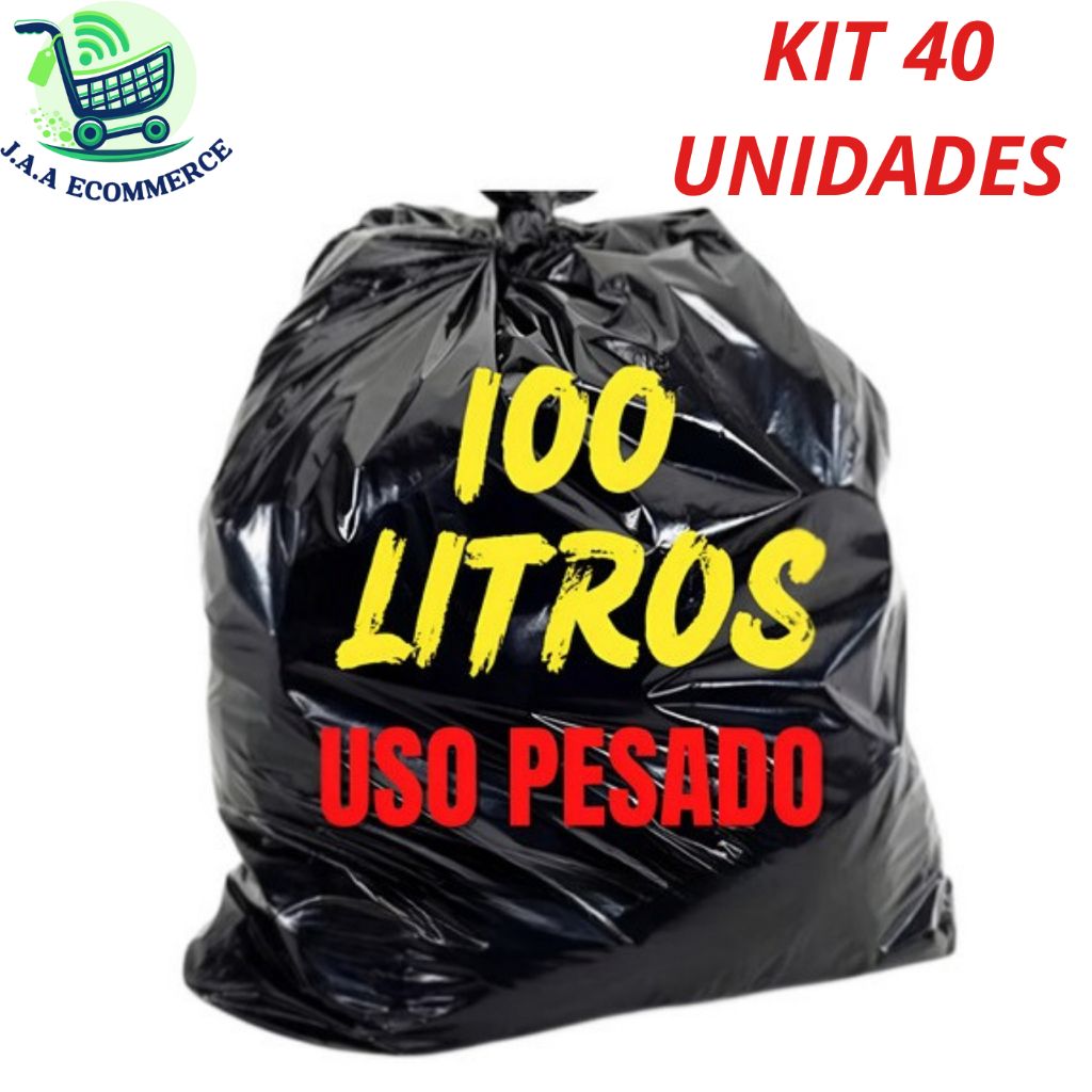Saco de Lixo 100L Reforçado: Kit 40 Unidades!