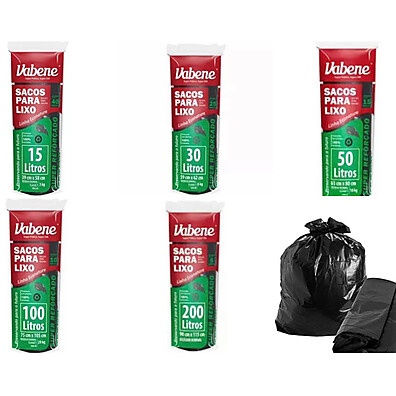 Saco de Lixo Super Reforçado Vabene – 15 a 200L com 30% Off