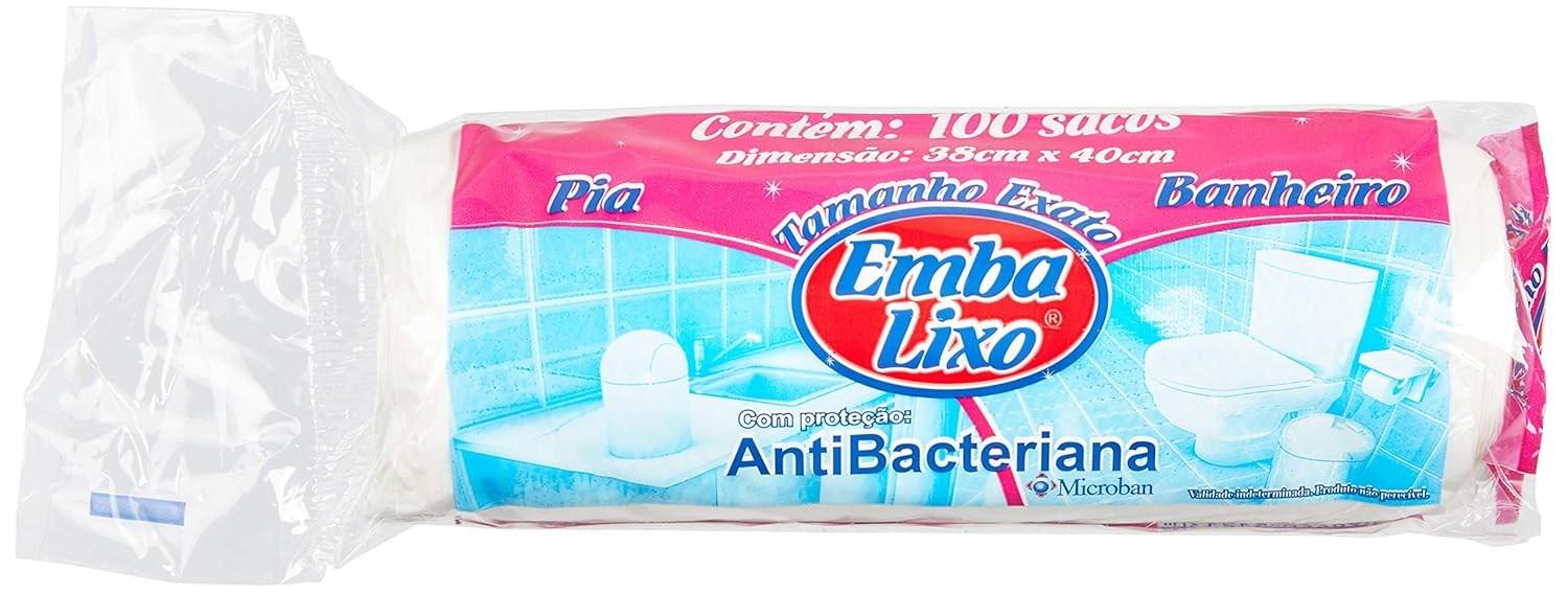 Embalixo Saco Lixo Antibactéria Pia e Banheiro 38x40cm - 100 Unidades