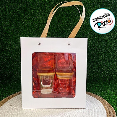 Sacola de Presente Kraft com Visor: Elegância em 10 Unidades