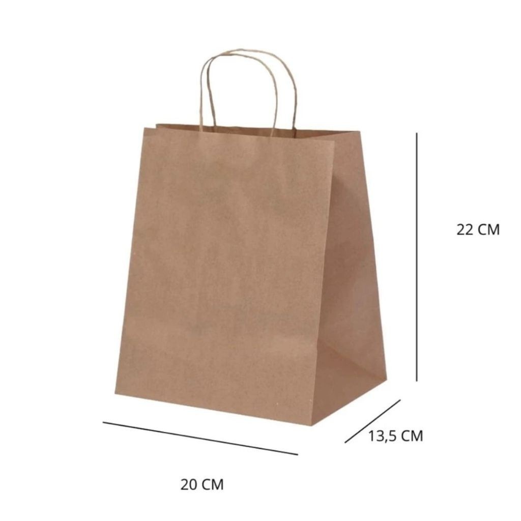 Sacola Kraft: 10 a 50 Unidades (20x13,5x22cm)