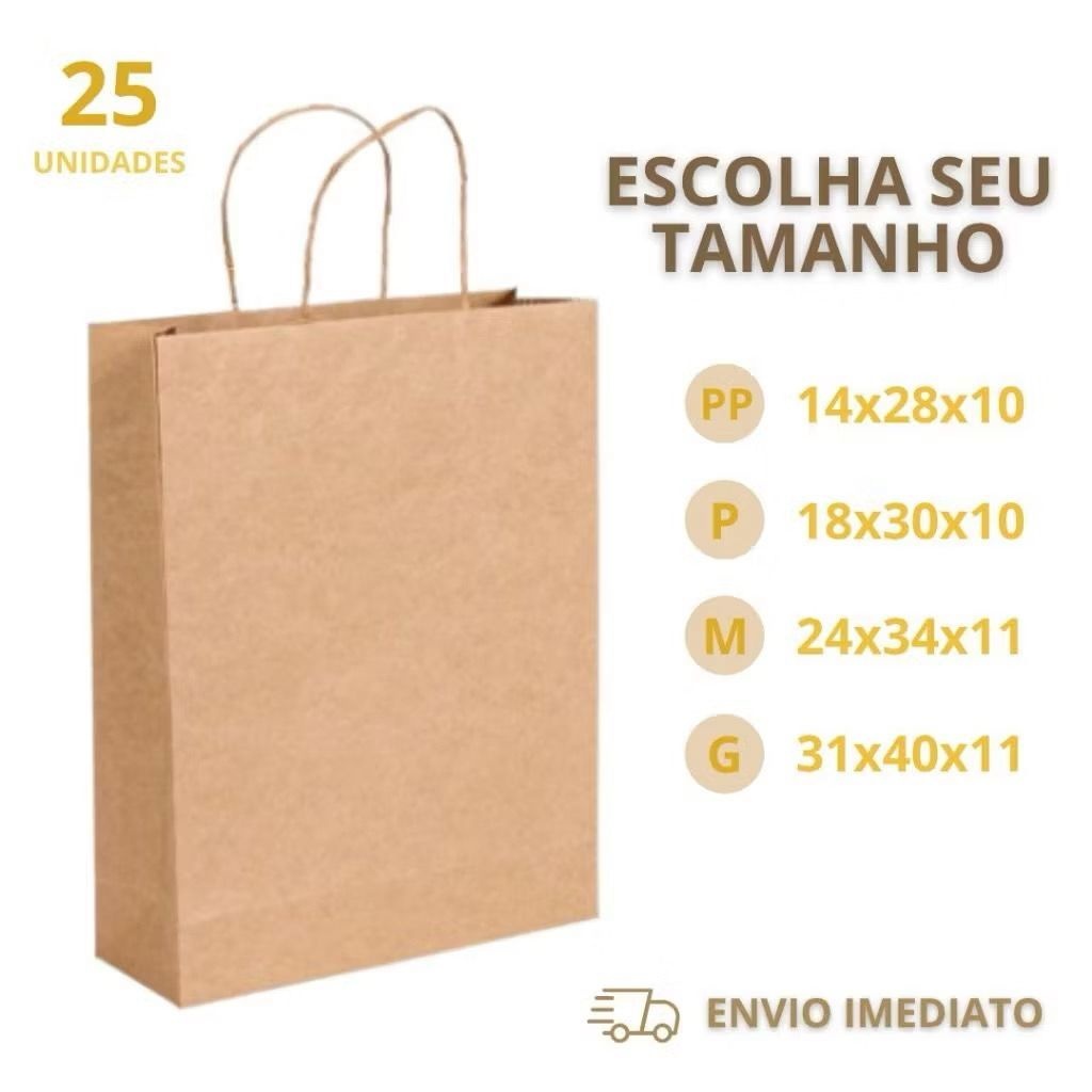 Sacola Kraft 80g: Prática, Ecológica e em 4 Tamanhos