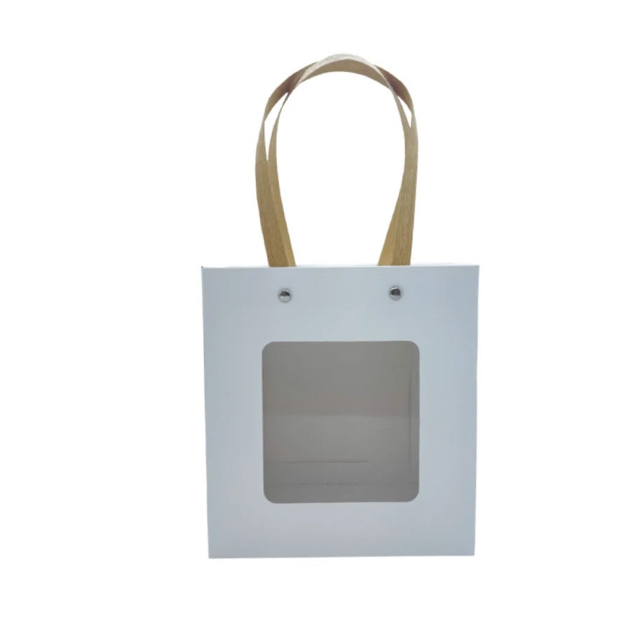 Sacola Presente Kraft com Visor: Elegância em 10 Unidades