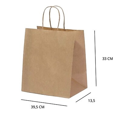 Sacolas Kraft Personalizadas 39,5 x 13,5 x 33 cm - Ref. 0138
