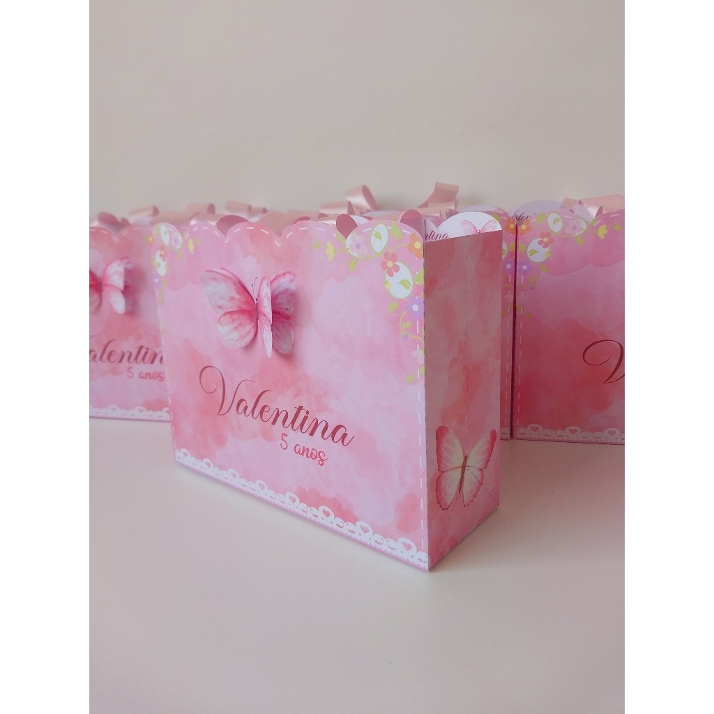 Sacolinha Borboleta Rosa Personalizada: Encanto Único!