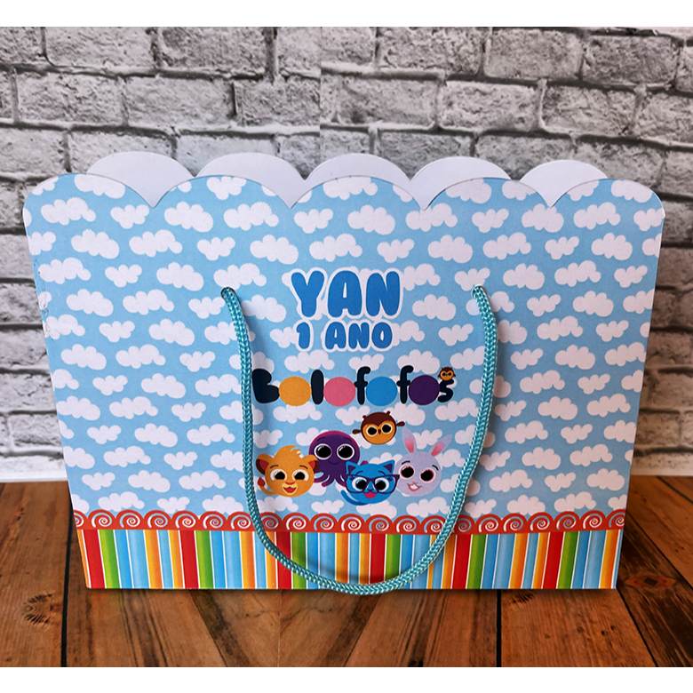 Sacolinhas Bolofofos Azul Personalizadas: Leve Seu Nome e Idade para a Festa!