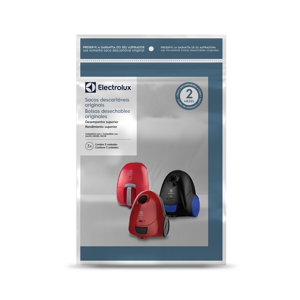 Sacos Aspirador Electrolux: Kit com 3 (Nano, NEO30/31)