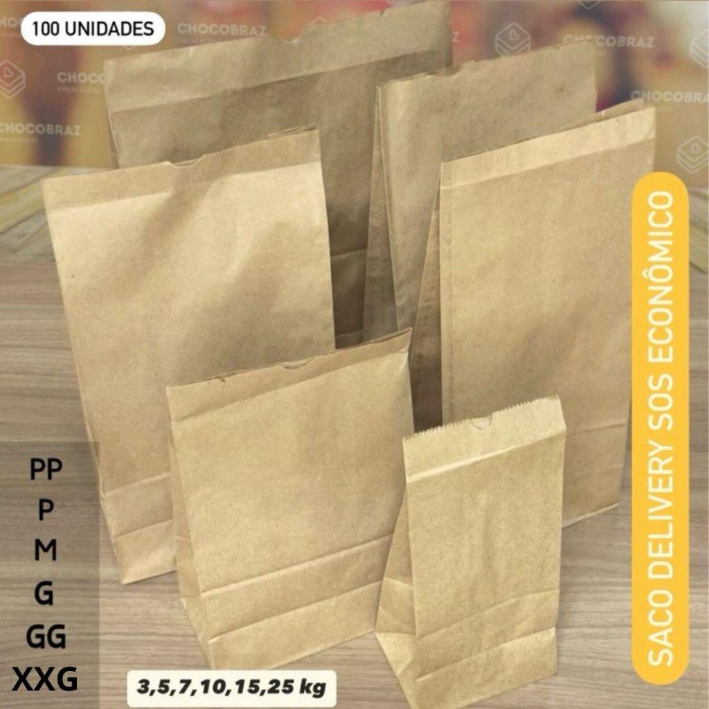 Sacos Kraft Delivery: Compre 100 Unidades!