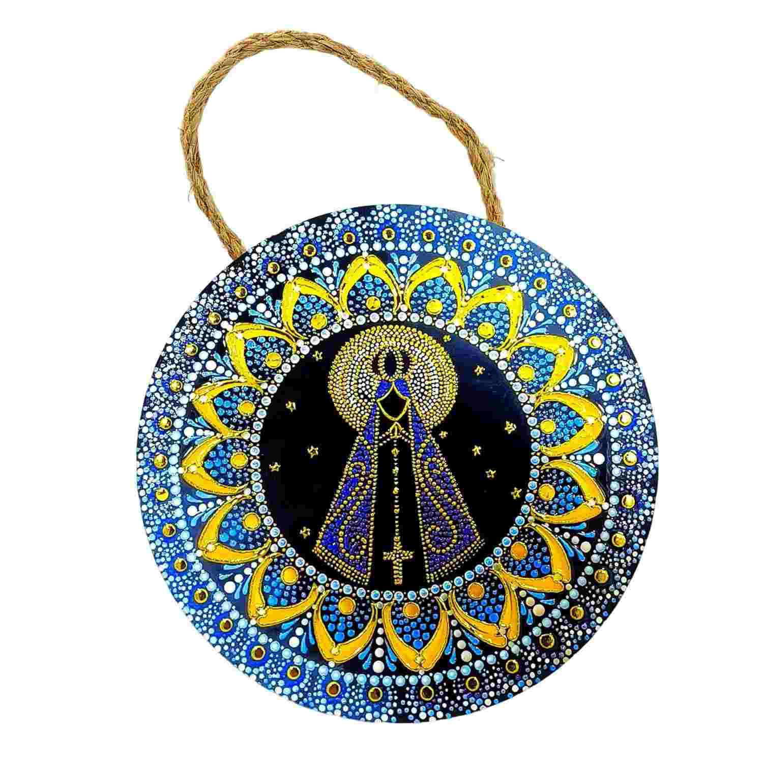Enfeite de Parede em Cerâmica Nossa Senhora Aparecida - 16cm - Decoração Sagrada