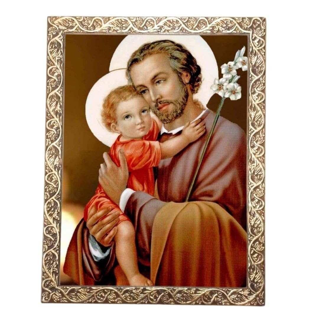 Quadro Decorativo Religioso São José Dourado - Imagem Sagrada em Alta Qualidade A4
