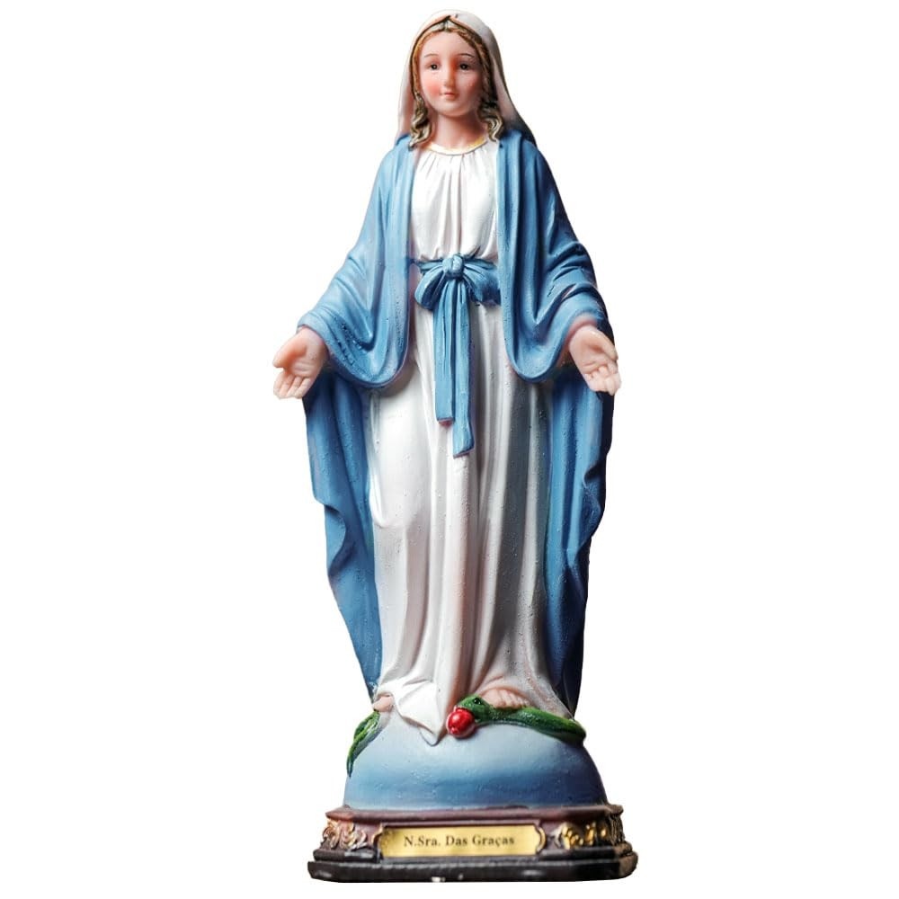 Imagem Nossa Senhora das Graças 20cm em Resina Importada - Decoração Sagrada com Detalhes Exclusivos