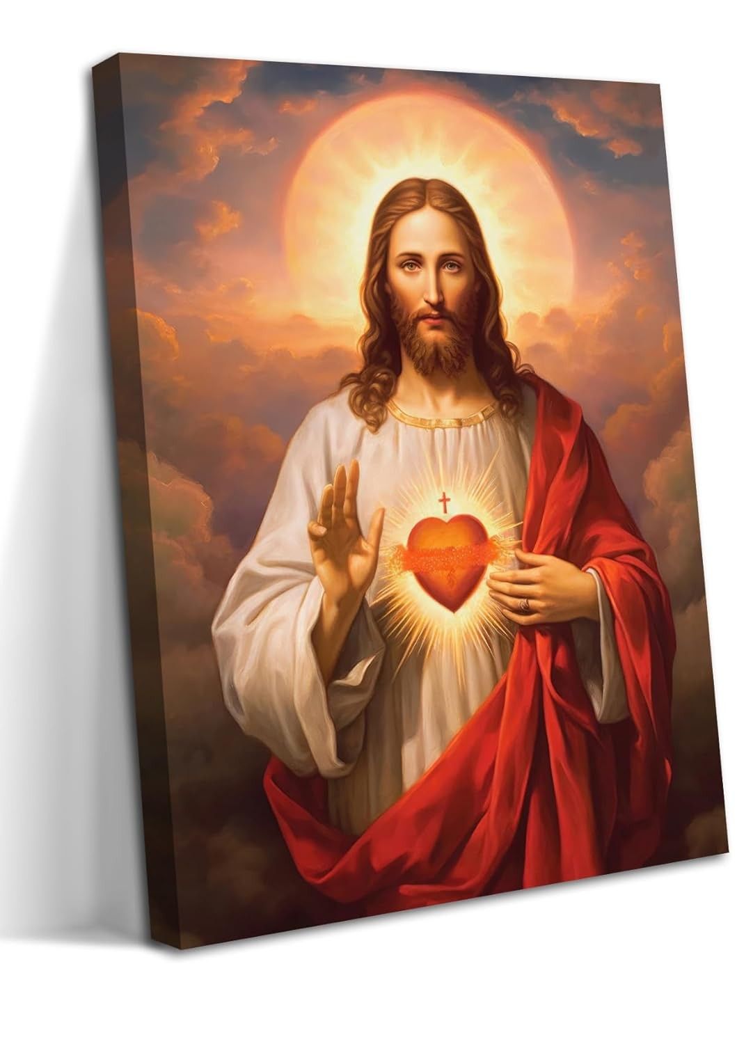 Arte de Parede Sagrado Coração de Jesus - Tela Cristã Premium 30x40cm