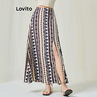 Saia Boho Geométrica Lovito: Estilo e Conforto!