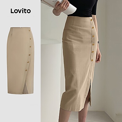 Saia Cáqui Lovito: Elegância e Conforto