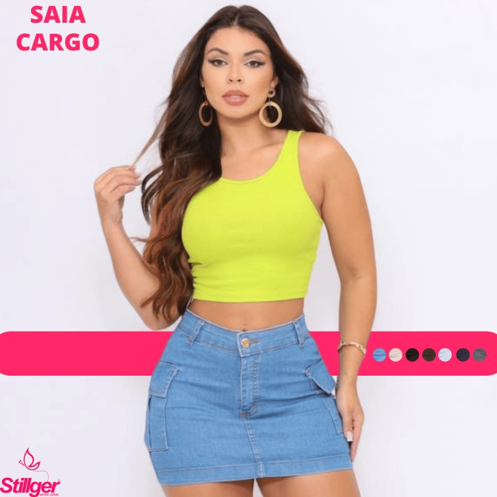 Saia Cargo Jeans: Modelagem Perfeita e Levanta Bumbum!