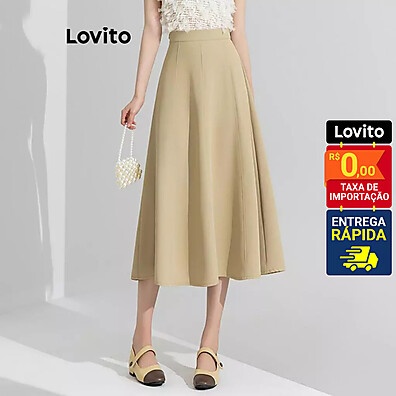 Saia Casual Lisa Estrutura Lovito: Conforto e Estilo para Mulheres