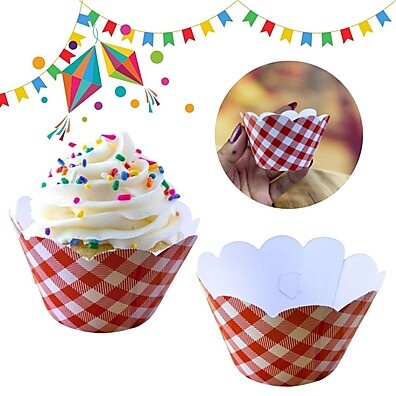 Saia Cupcake Xadrez: Decore sua Festa Junina!