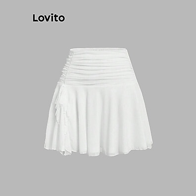 Saia Drapeada Lovito L101AD104 – Elegância Casual para Mulheres