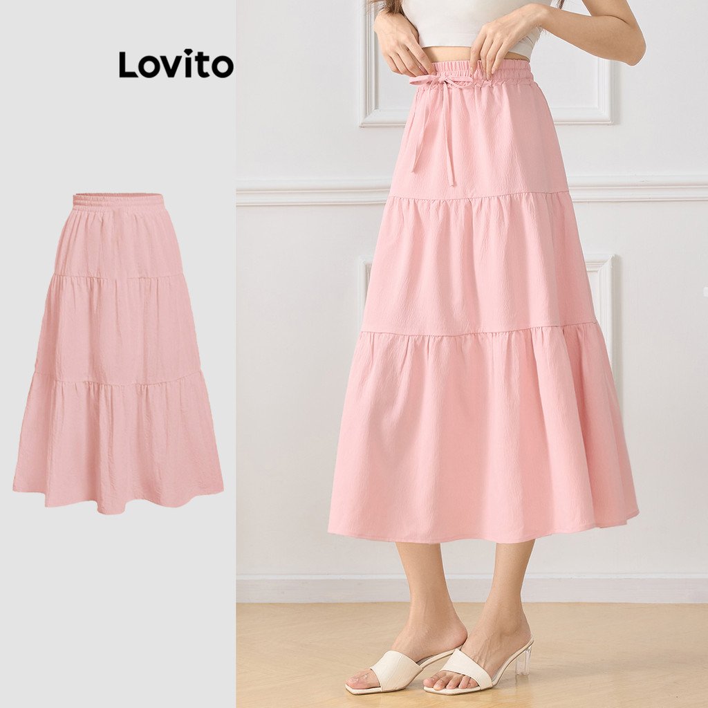 Saia Elegante Lisa com Cadarço Lovito: Estilo e Conforto Feminino