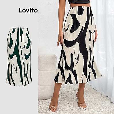 Saia Elegante Lovito Geométrica Multicolorida LNL36010