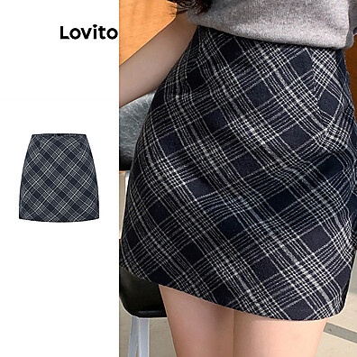 Saia Evasê Gingham Lovito: Estilo Casual e Moderno